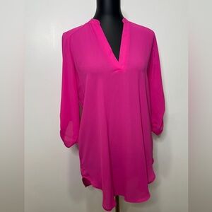 Fuchsia V-Neck Tunic Women’s Top